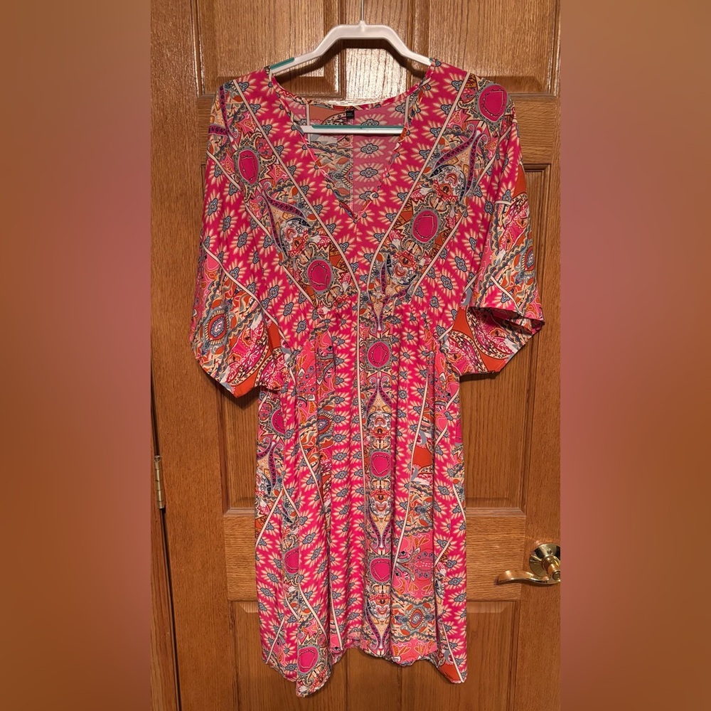 Women’s plus size wrap v neck short sleeve A Line dress